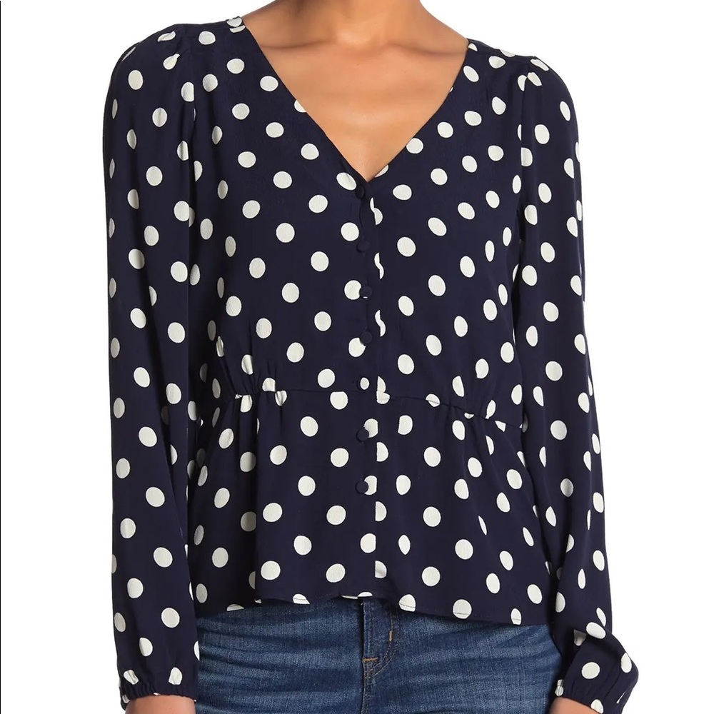 J Crew Polka Dot Peplum Top